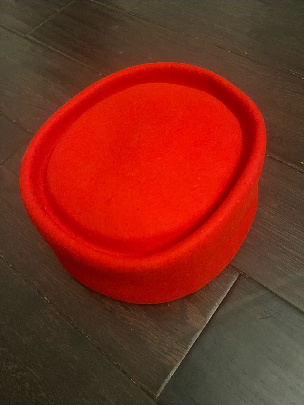 Vintage Jennifer Moore Red 100% Wool Pillbox Hat Made in Italy